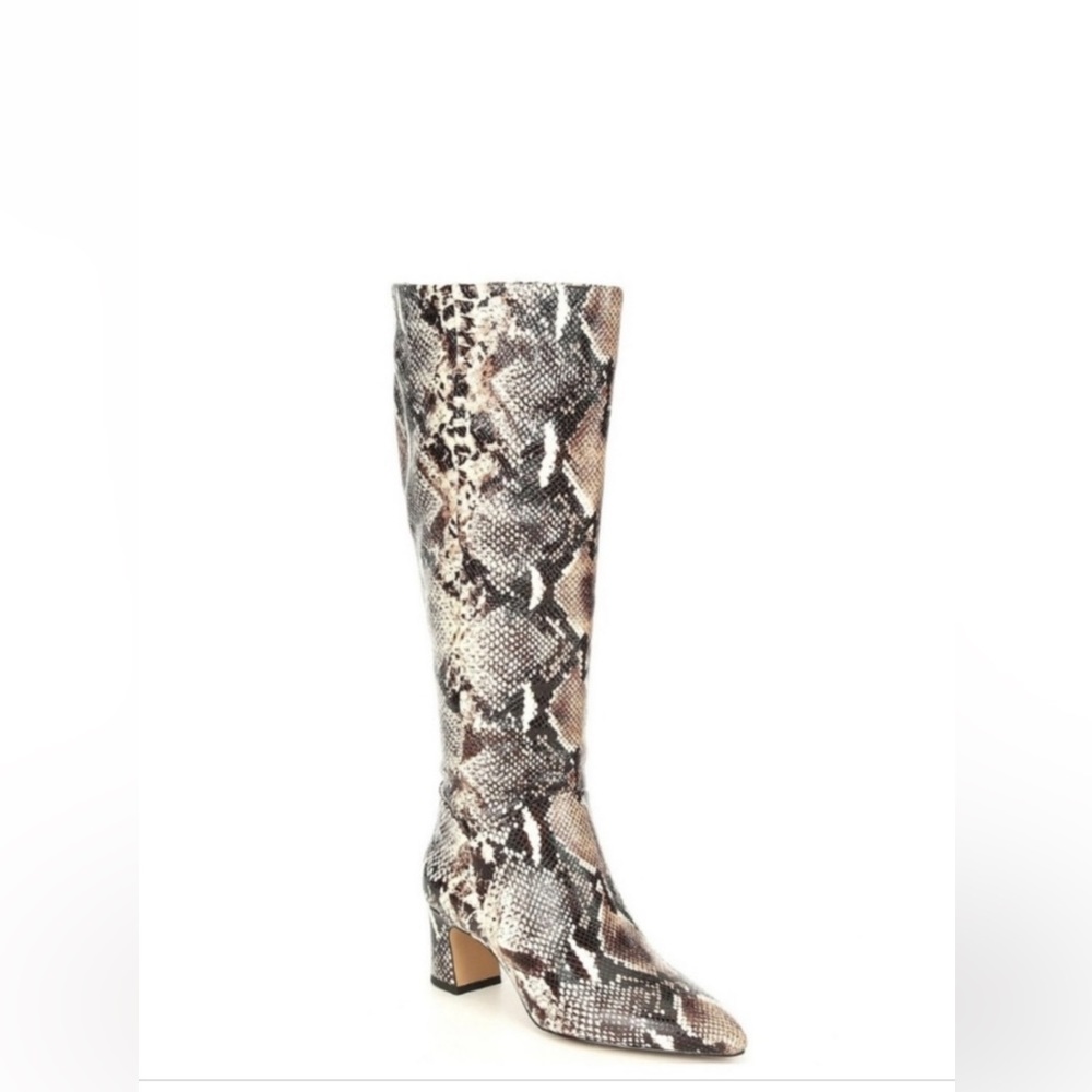 Alex Marie Leather Snakeskin Print Tall Knee Boots 8.5 new in box